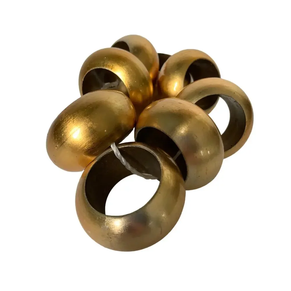 Set of 8 Gold Wood Napkin Rings